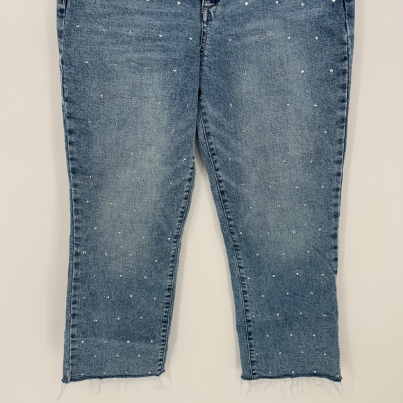 Wit & Wisdom Women's Bennett Jewel Embellished Straight Crop Jeans Blue Size 4p - Picture 4 of 8
